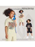 Loose-Fittng Cartoon Print Kids T-Shirt