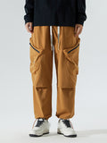 Multi-Picket Solid Color Drawstring Cargo Pants