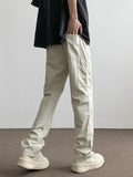 Stitched Studded Slacks Solid Color Cargo Pants