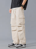 Multi-Picket Solid Color Drawstring Cargo Pants