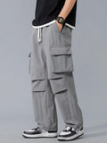 Multi-Picket Solid Color Drawstring Cargo Pants