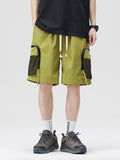 Casual Contrast Color Pockrt Drawstring Shorts