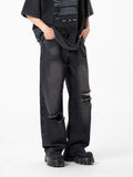 Retro Ripped Casual Straight-Leg Cargo Jeans