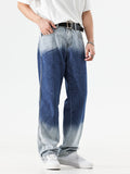 Washed Gradient Straight-Leg Jeans