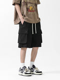 Retro Multi-Pocket Drawstring Cargo Shorts