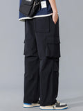 Multi-Picket Solid Color Drawstring Cargo Pants