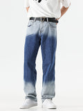 Washed Gradient Straight-Leg Jeans