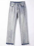 Loose-Fitting Splash Ink Wide-Legged Jeans