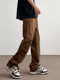 Stitched Studded Slacks Solid Color Cargo Pants