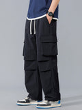 Multi-Picket Solid Color Drawstring Cargo Pants