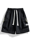 Multi-Picket Solid Color Drawstring Cargo Shorts