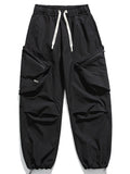 Multi-Picket Solid Color Drawstring Cargo Pants