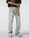 Loose-Fitting Splash Ink Wide-Legged Jeans