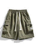 Multi-Picket Solid Color Drawstring Cargo Shorts