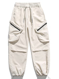 Multi-Picket Solid Color Drawstring Cargo Pants