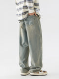 Retro Solid Color Straight-Leg Jeans