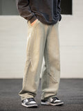 Retro Pleated Washed Cargo Jeans