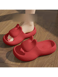 Women Soft Thickened-Sole Household Non-Slip Solid Color Rabbit Women Slippers