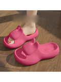 Women Soft Thickened-Sole Household Non-Slip Solid Color Rabbit Women Slippers