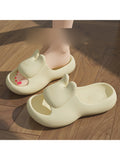 Women Soft Thickened-Sole Household Non-Slip Solid Color Rabbit Women Slippers