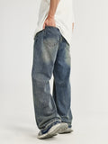 Loose-Fitting Solid  Color Wide-Legged Jeans
