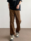 Stitched Studded Slacks Solid Color Cargo Pants