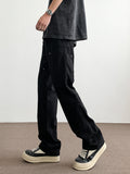 Stitched Studded Slacks Solid Color Cargo Pants