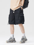 Casual Contrast Color Pockrt Drawstring Shorts