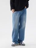 Retro Solid Color Straight-Leg Jeans