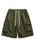 Casual Multi-Pocket Drawstring Cargo Shorts