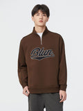 Stand-Up Collar Monogrammed Zip-Up Sports Hoodie